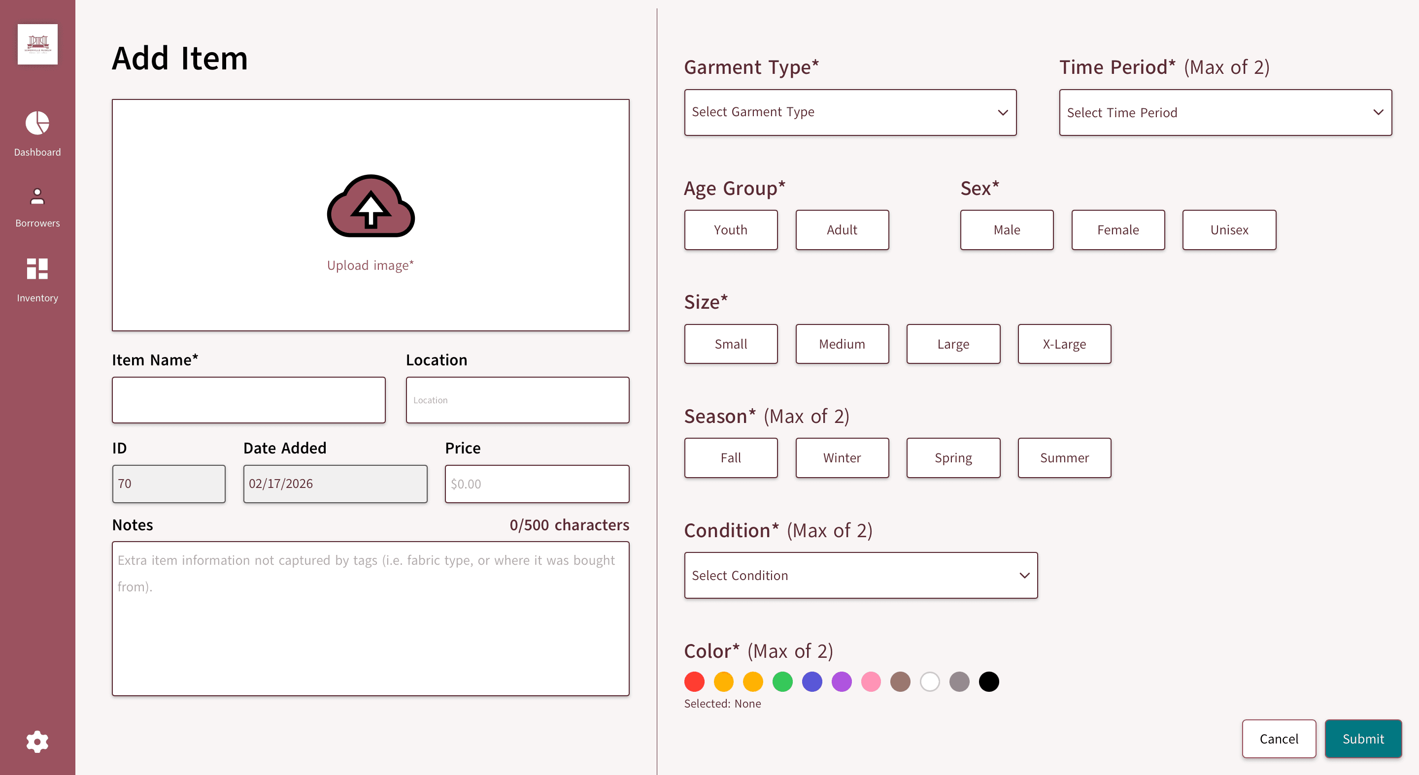 Somerville Museum Inventory System screenshot 2