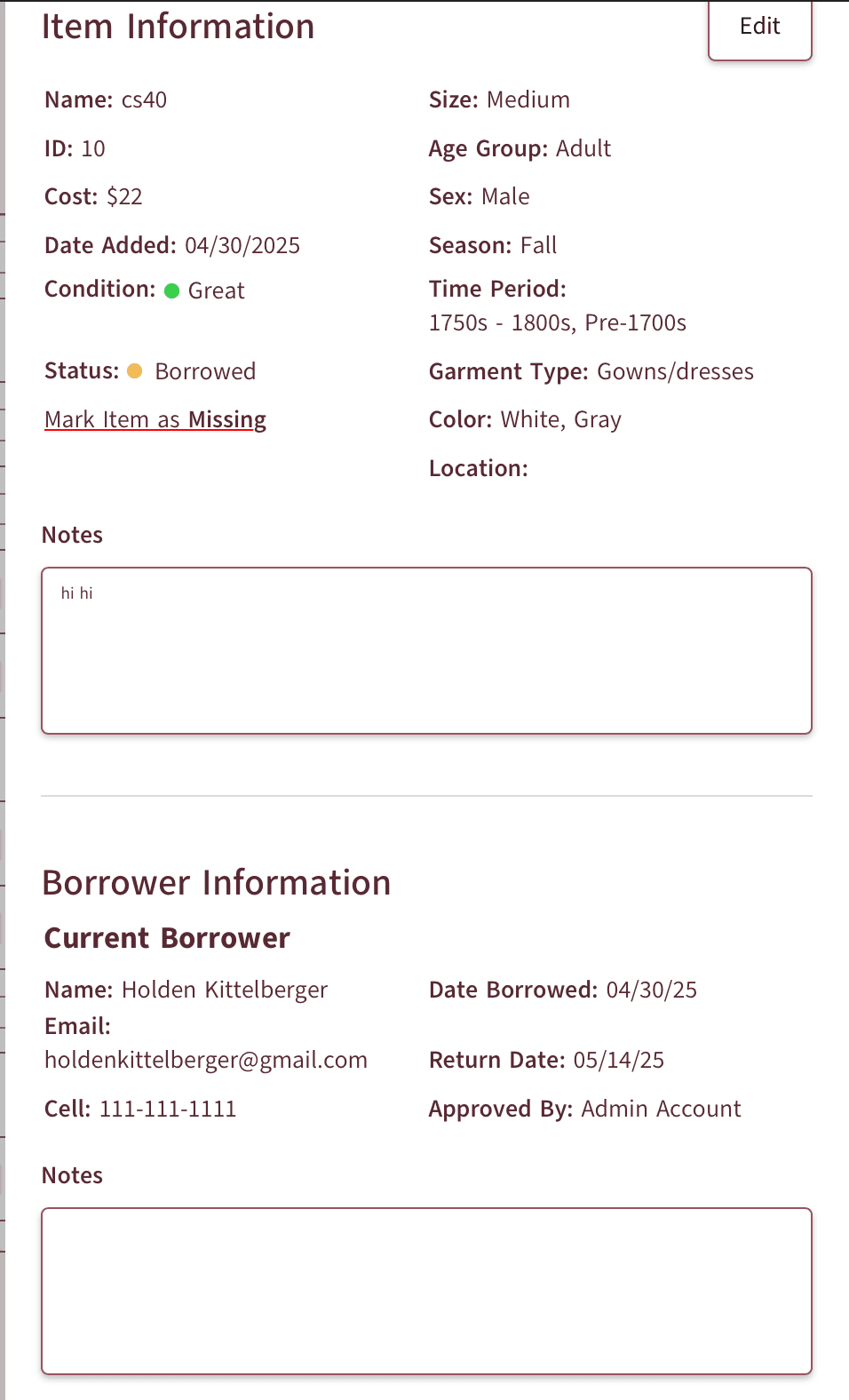 Somerville Museum Inventory System screenshot 4